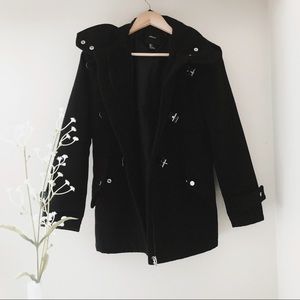F21 Black Faux Wool Coat